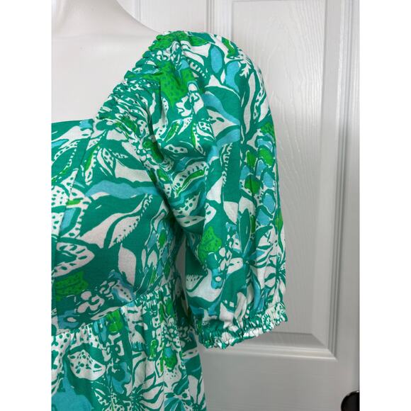 Lilly Pulitzer Delaney Short Sleeve Dress Botanical Green Safari Sangria 4 NEW - Picture 5 of 13